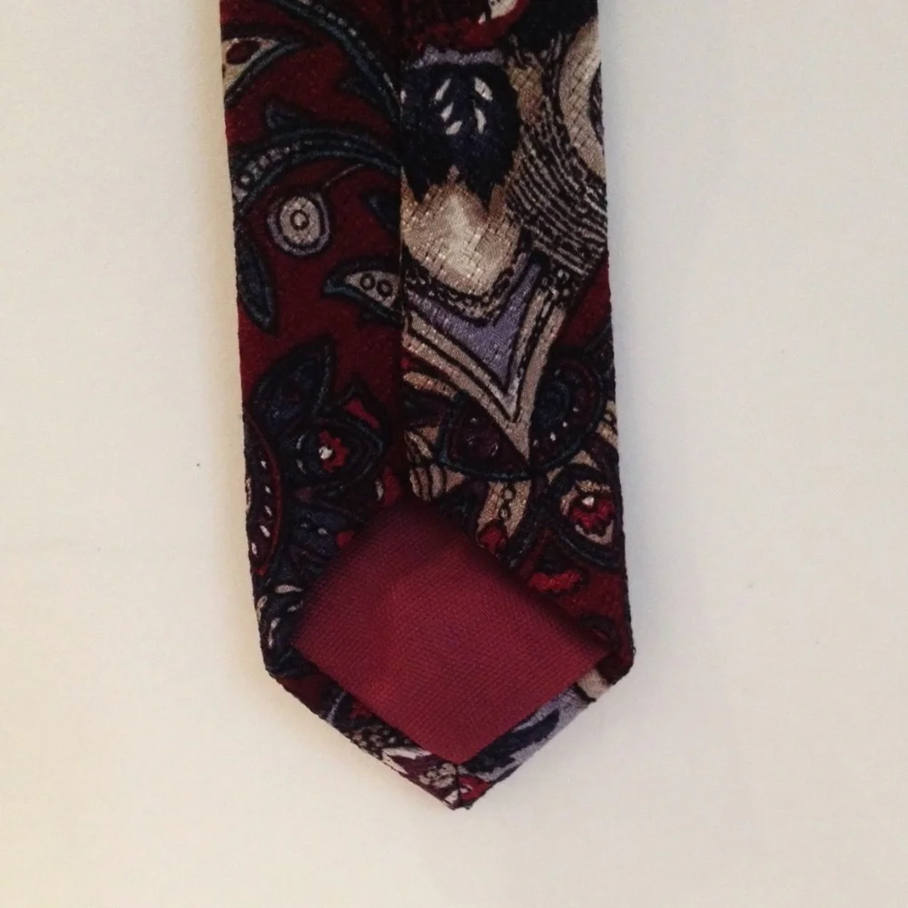 Trissardi Neck Tie Floral Rose Paisley Burgundy Red Blue Grey Flowers Mens Wear